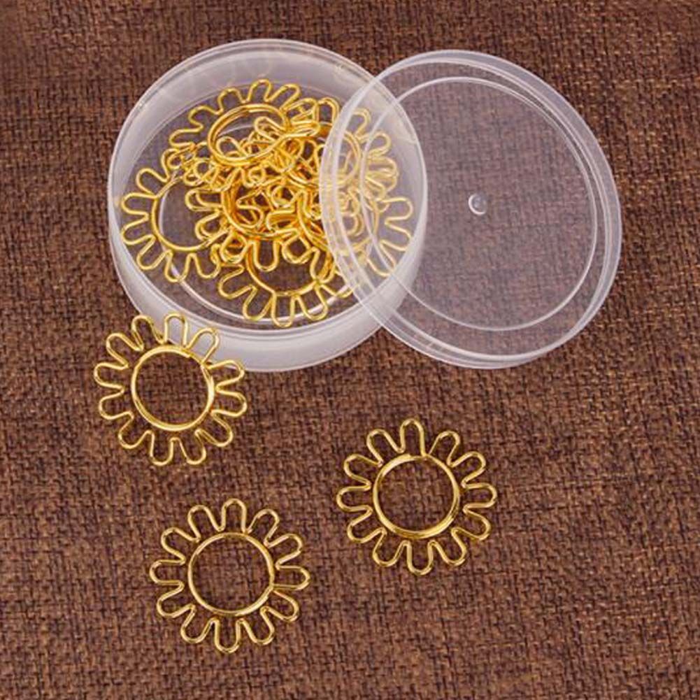 16 Pcs Golden Sunfllower Paper Clips Cute Flower Shaped Bookmarks Pins Metal Document Organizing Paper Clips Office Supplies