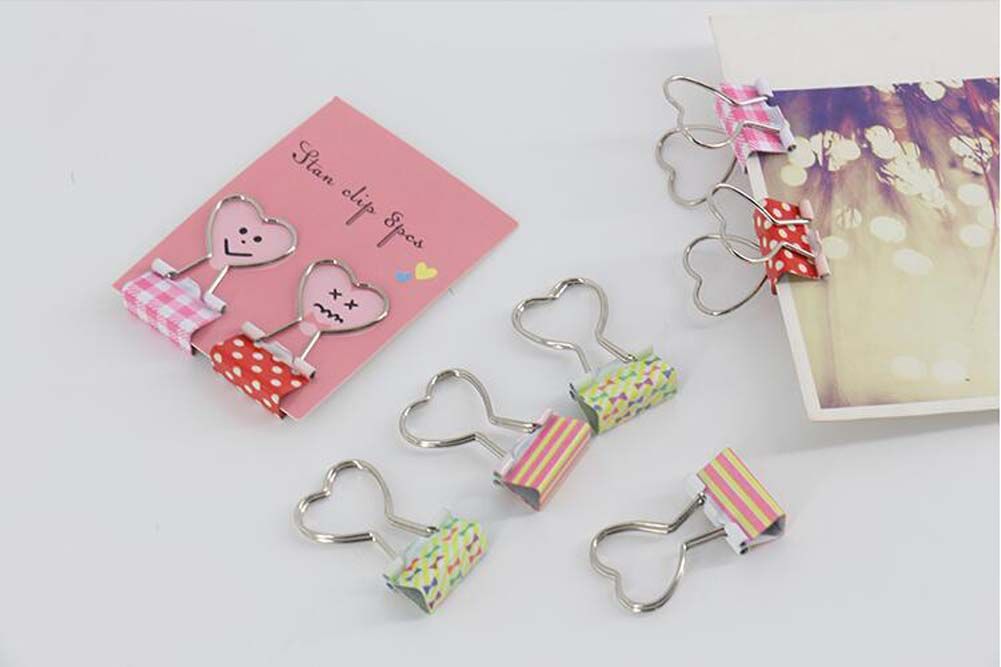 16 Pcs Metal Binder Clips/Paper Clips/Binders/Clamps (Heart Shape And Bow Shape)
