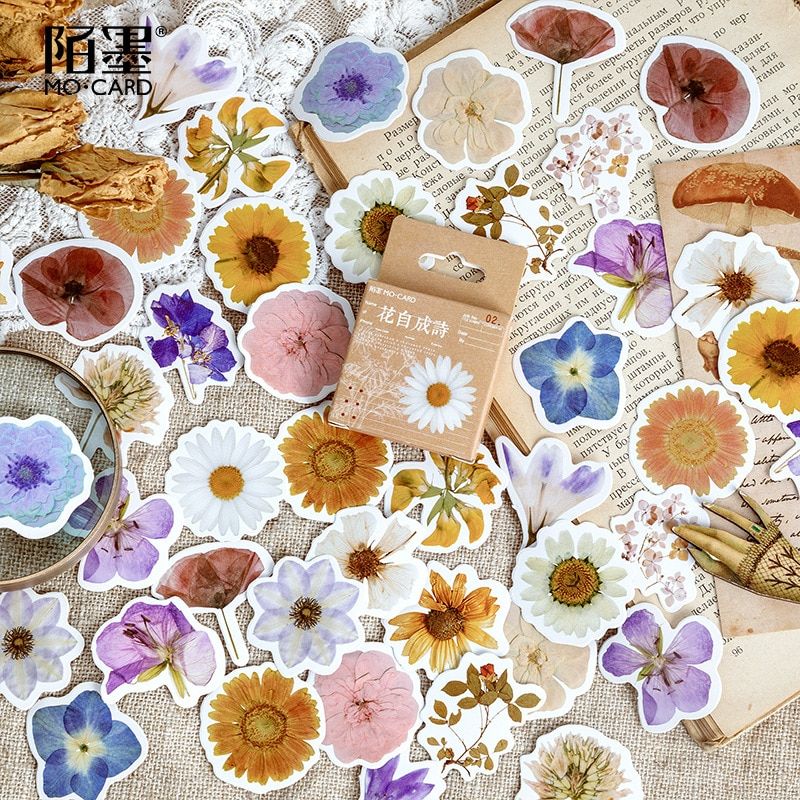 46 Pieces Per Set Sumflower Autumn Flower Sticker Diy Scrapbooking Diary Planner Decoration Sticker Album